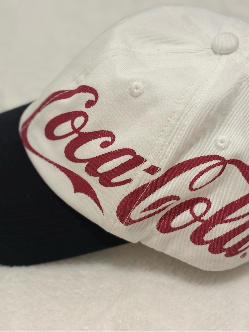 Coca-Cola White & Black Baseball Hat with Red Logo Script
